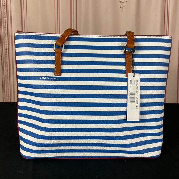 Dooney & Bourke Blue & White Stripe Tote NWT 2023 NEW with certificate - Picture 14 of 16